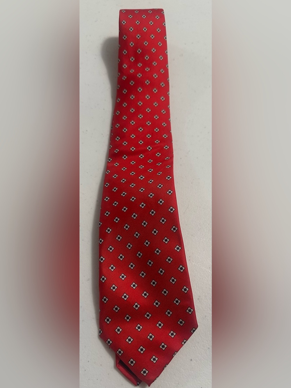 LANDS’ END Red Geometric Silk Men's Tie